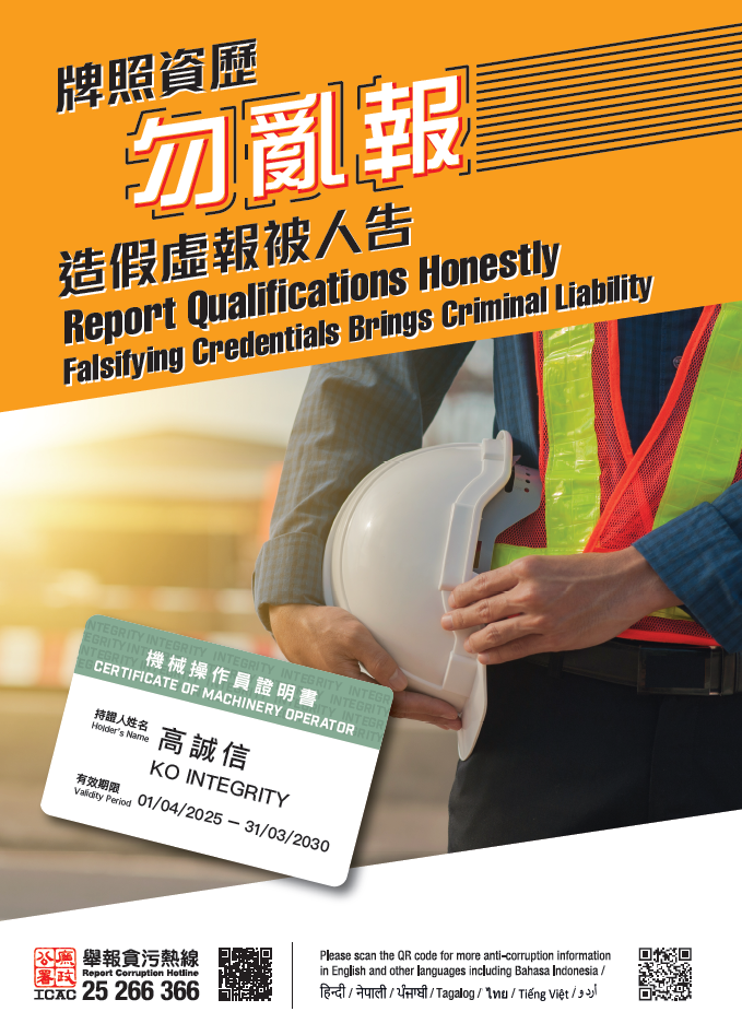 "Report Qualifications Honestly" Construction Poster