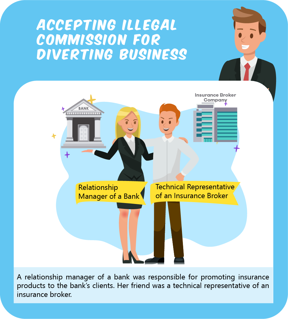 Accepting illegal commission for diverting business